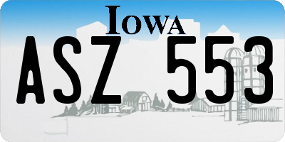 IA license plate ASZ553