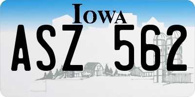 IA license plate ASZ562
