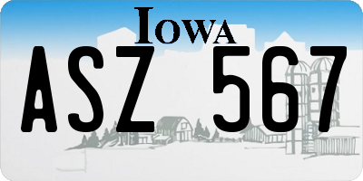 IA license plate ASZ567