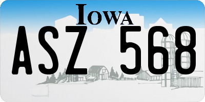 IA license plate ASZ568