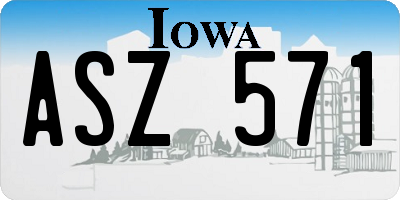 IA license plate ASZ571