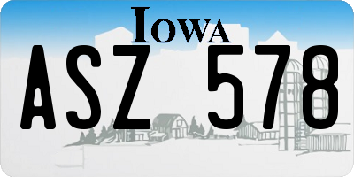 IA license plate ASZ578