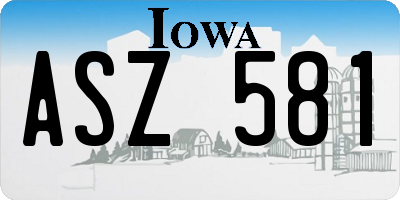 IA license plate ASZ581