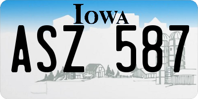IA license plate ASZ587