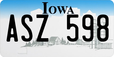 IA license plate ASZ598