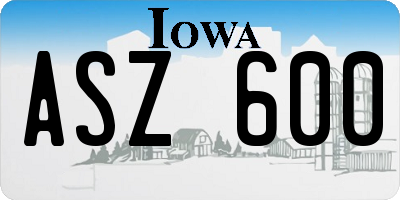 IA license plate ASZ600