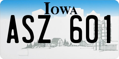 IA license plate ASZ601