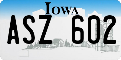 IA license plate ASZ602