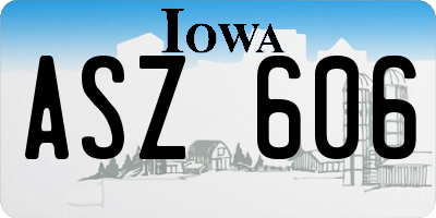 IA license plate ASZ606