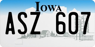 IA license plate ASZ607