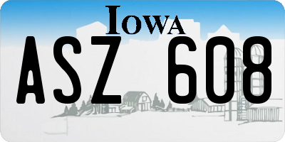 IA license plate ASZ608