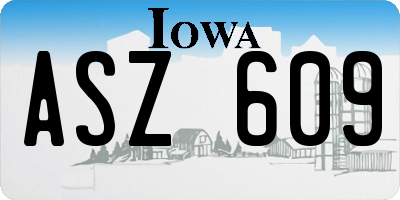 IA license plate ASZ609