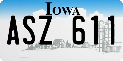 IA license plate ASZ611