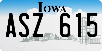 IA license plate ASZ615