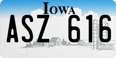IA license plate ASZ616