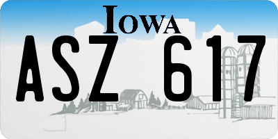IA license plate ASZ617