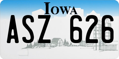 IA license plate ASZ626