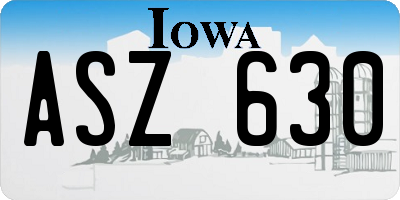 IA license plate ASZ630