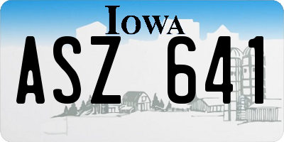 IA license plate ASZ641