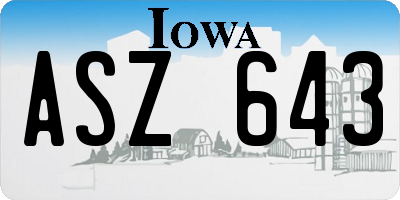 IA license plate ASZ643