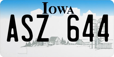 IA license plate ASZ644