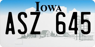 IA license plate ASZ645