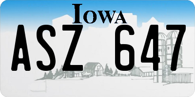 IA license plate ASZ647