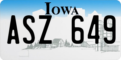 IA license plate ASZ649