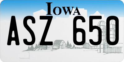 IA license plate ASZ650