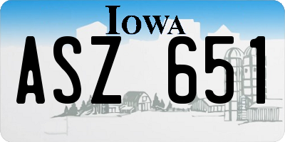 IA license plate ASZ651