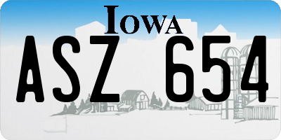 IA license plate ASZ654
