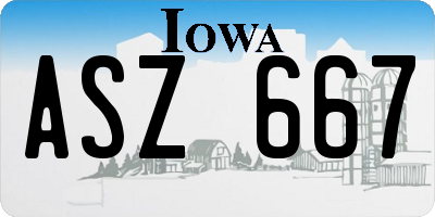 IA license plate ASZ667