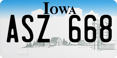 IA license plate ASZ668