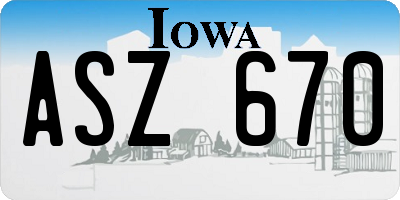 IA license plate ASZ670