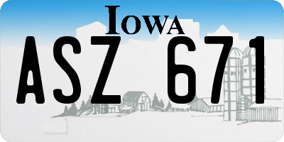 IA license plate ASZ671