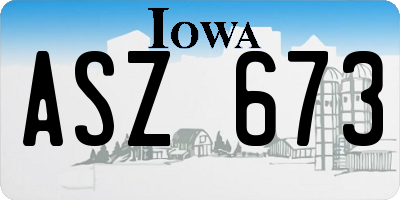 IA license plate ASZ673
