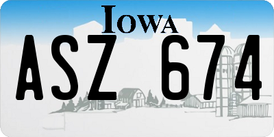 IA license plate ASZ674