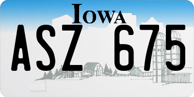 IA license plate ASZ675