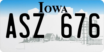 IA license plate ASZ676