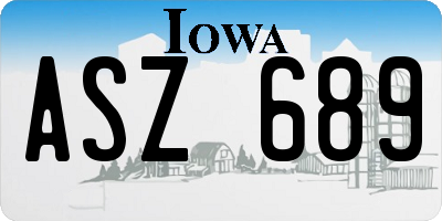 IA license plate ASZ689
