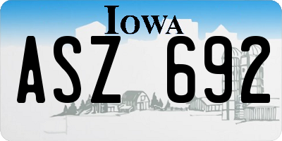 IA license plate ASZ692