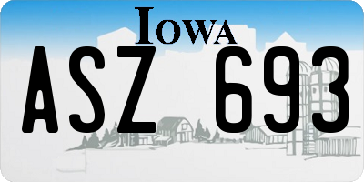 IA license plate ASZ693