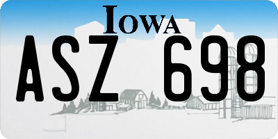 IA license plate ASZ698
