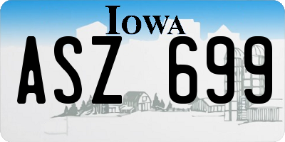 IA license plate ASZ699