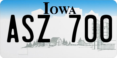 IA license plate ASZ700