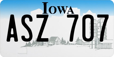 IA license plate ASZ707