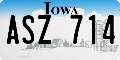 IA license plate ASZ714