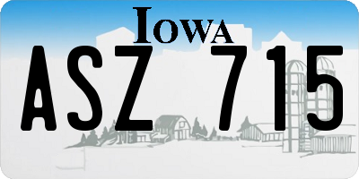 IA license plate ASZ715