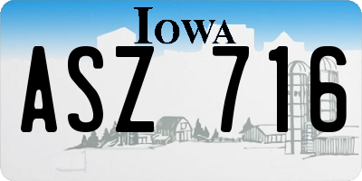 IA license plate ASZ716