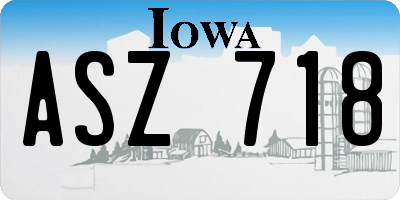 IA license plate ASZ718